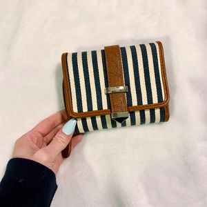 Blue and white striped wallet